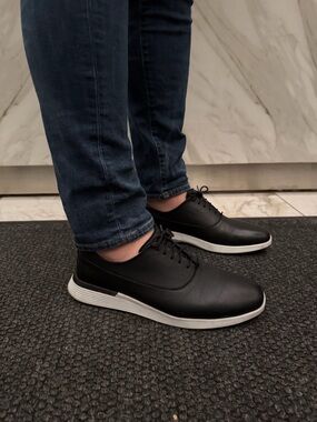 Classic Black Leather Oxford Derby with White Sole